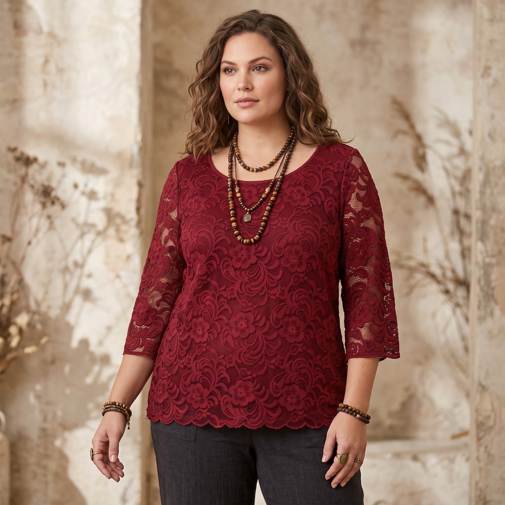 Roz Ali Floral Lace Top Burgundy Boho Fairy Cottage Indie Office Siren Goth 1X